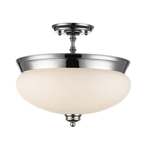 Z-Lite Amon 3 Light Semi Flush Mount, Chrome & Matte Opal 721SF-CH